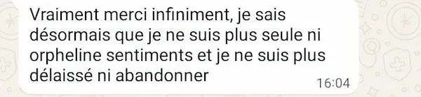 Capture WhatsApp — témoignage de Shelly, Gabon (4/4)
